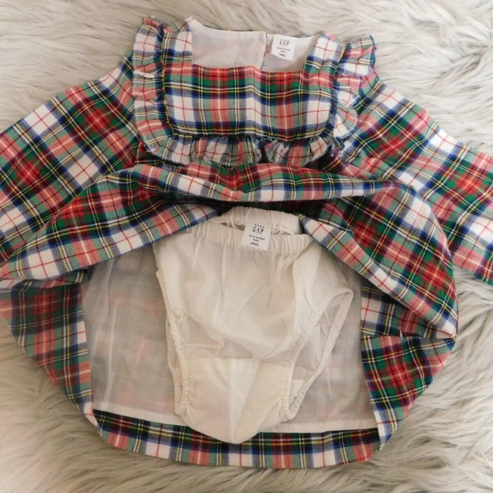 Baby Gap Ivory Frost Flannel Dress and Bottom Set‎